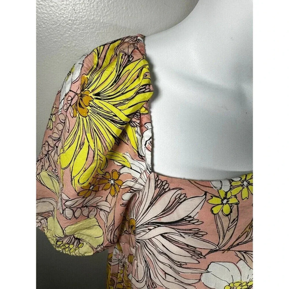 Ann Taylor Loft Floral Bubble Ruffle Sleeve Hem  Dress Size 2 - Picture 2 of 6